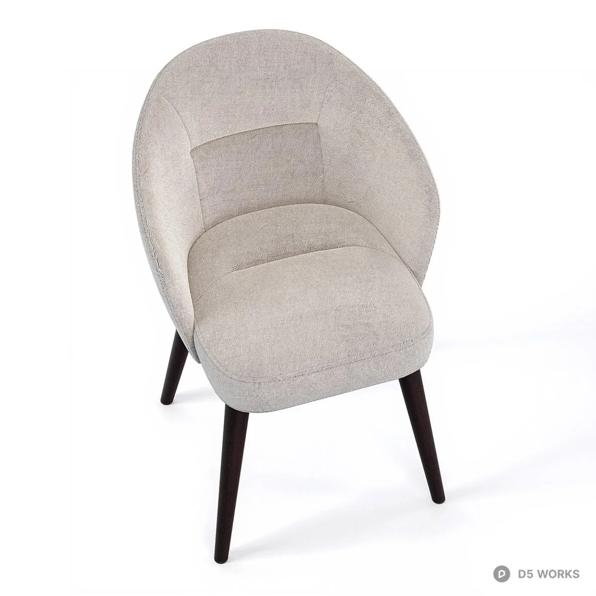 Upholstered Armchair With Tapered Legs 3d model thumbnail 2
