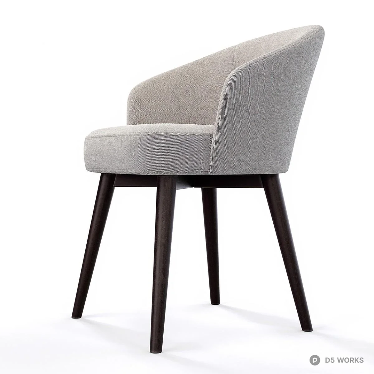 Upholstered Armchair With Tapered Legs 3d model thumbnail 3