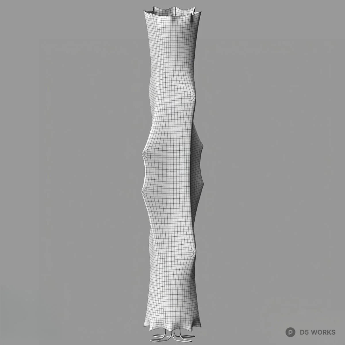 Wavy Fabric Floor Lamp 3d model thumbnail 2