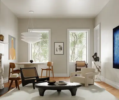 Modern Living Dining Space with Minimalist Furniture 3d model