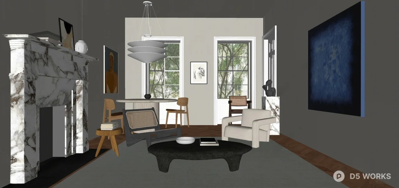 Modern Living Dining Space with Minimalist Furniture 3d model thumbnail 2