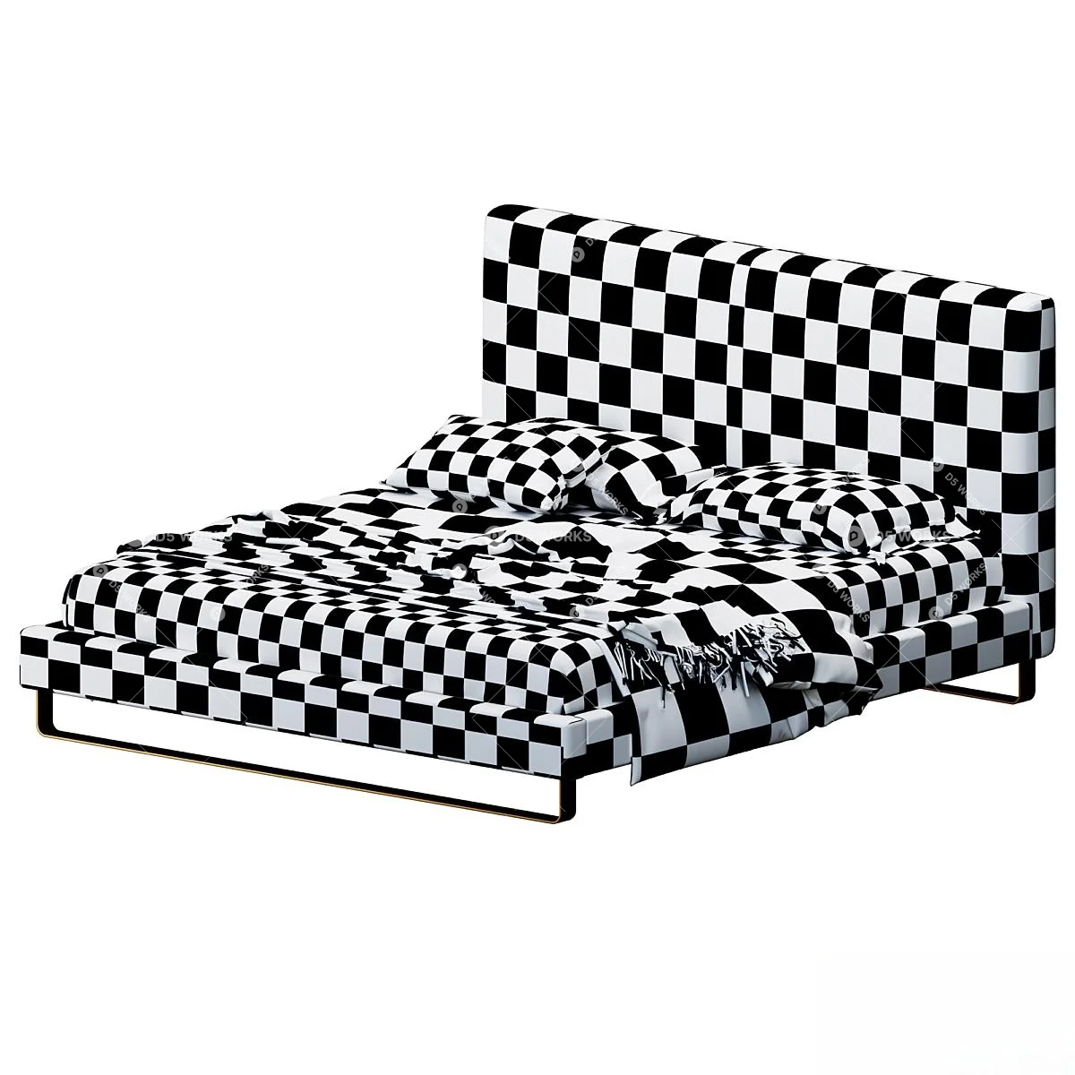 Quiet Luxury Double Bed 3d model thumbnail 3
