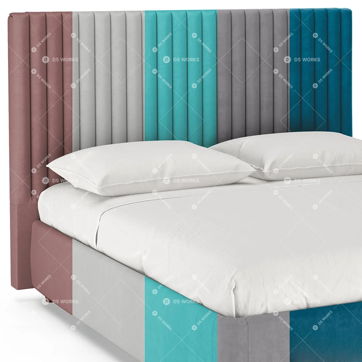 Transitional Double Bed 3d model thumbnail 2