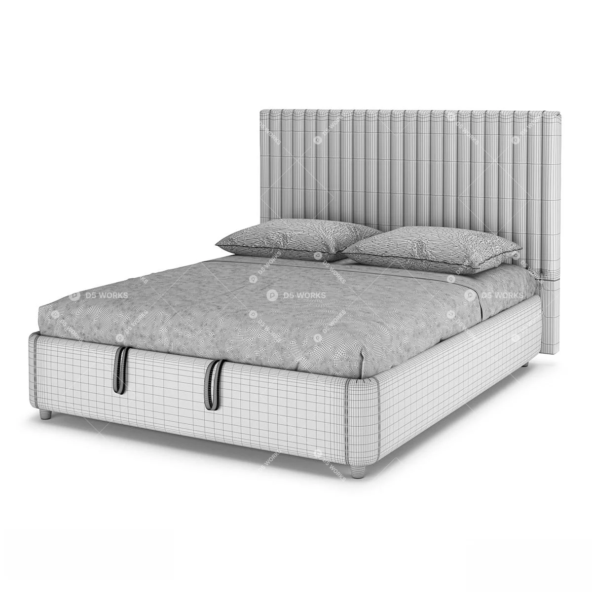 Transitional Double Bed 3d model thumbnail 7