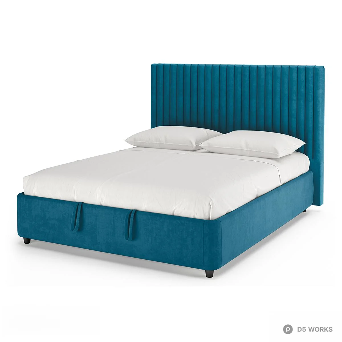 Upholstered Channel Tufted Double Bed 3d model thumbnail 6