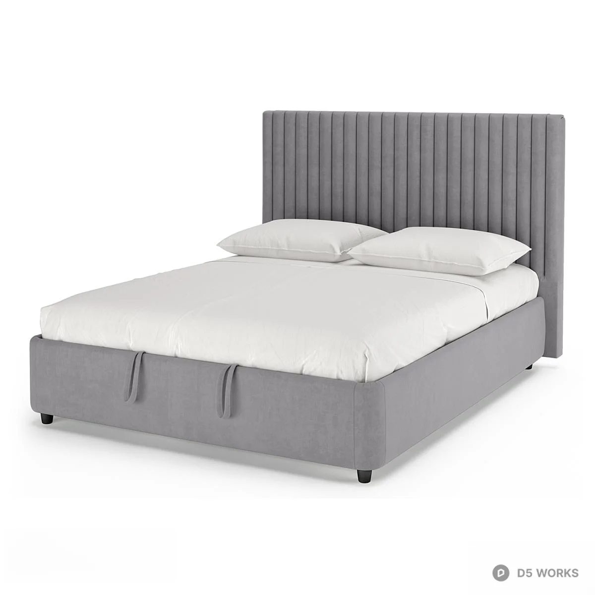 Upholstered Channel Tufted Double Bed 3d model thumbnail 5