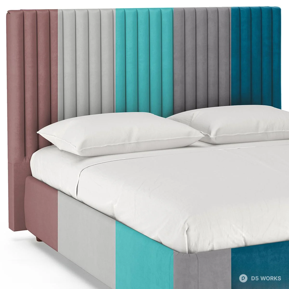 Upholstered Channel Tufted Double Bed 3d model thumbnail 2