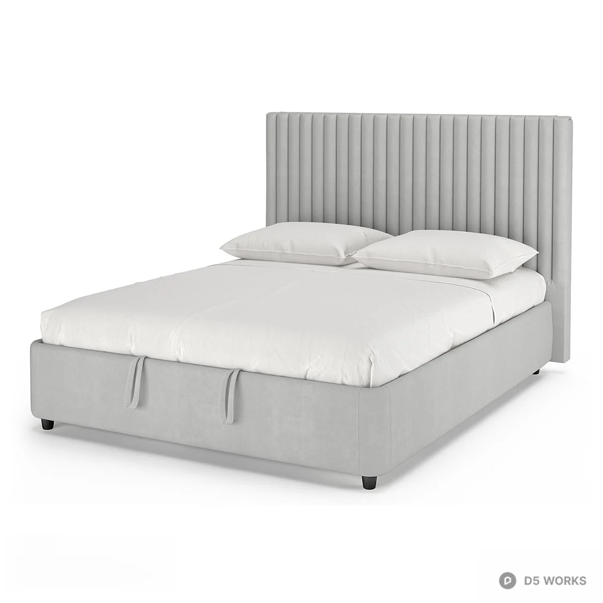 Upholstered Channel Tufted Double Bed 3d model thumbnail 3