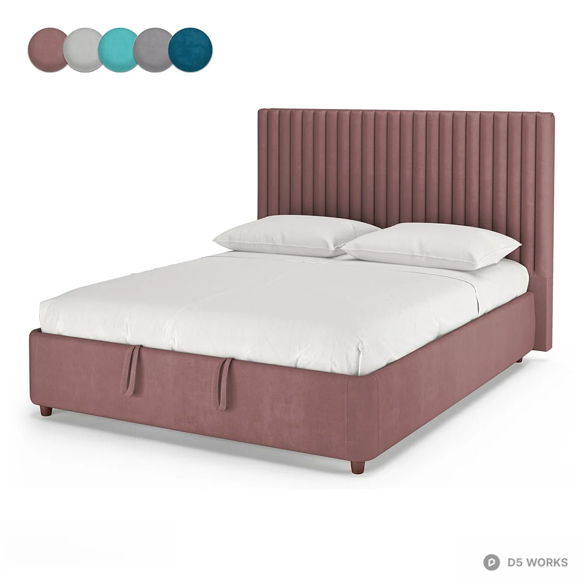 Upholstered Channel Tufted Double Bed 3d model - Image 1
