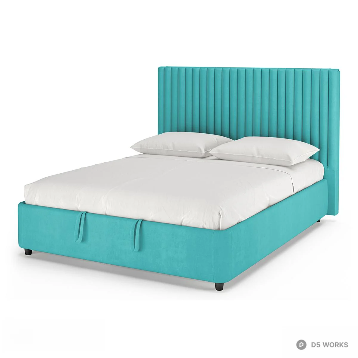 Upholstered Channel Tufted Double Bed 3d model thumbnail 4