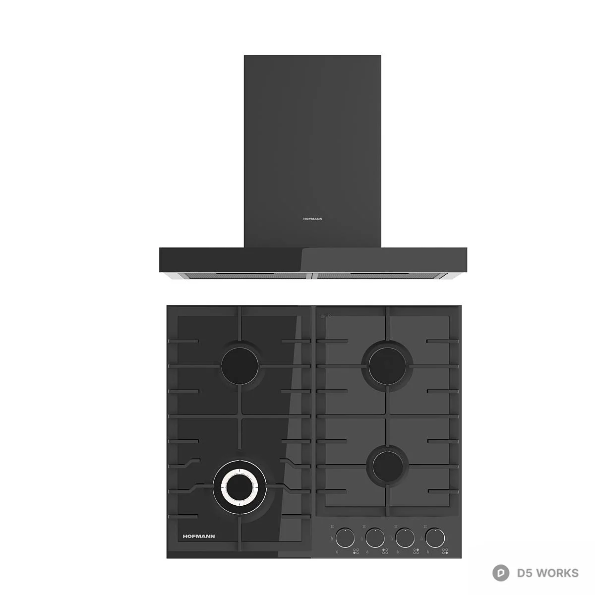 Black Kitchen Appliance Set 3d model thumbnail 3
