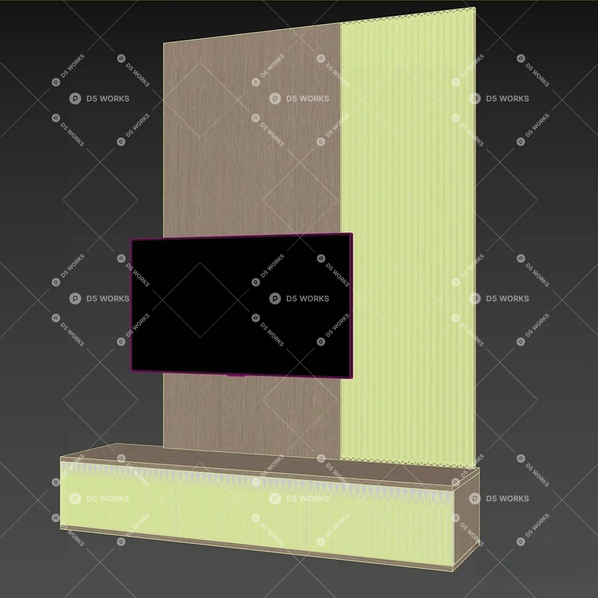 Wooden TV Cabinet 3d model thumbnail 2