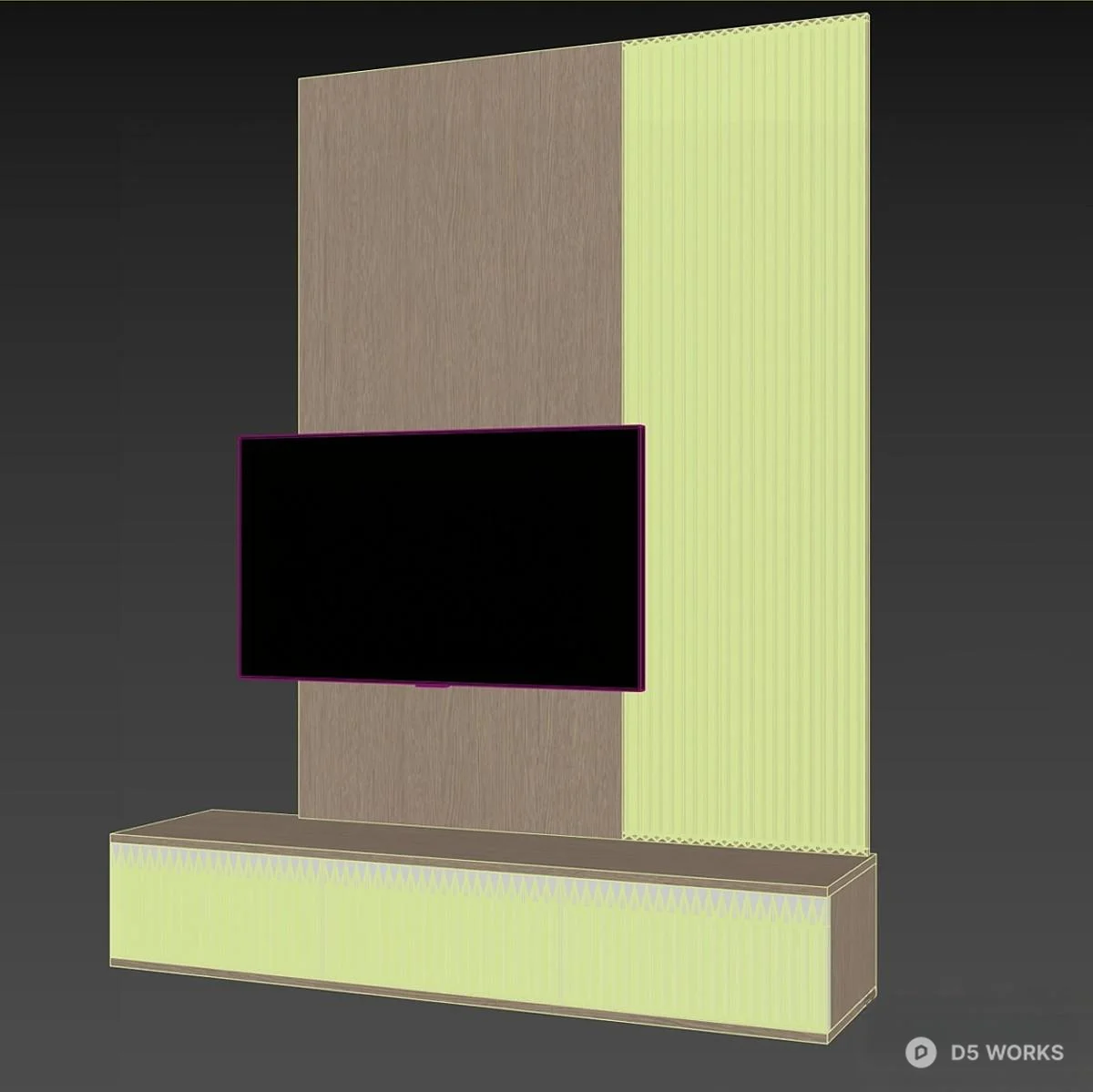 Minimalist Wall Mounted TV Cabinet 3d model thumbnail 2