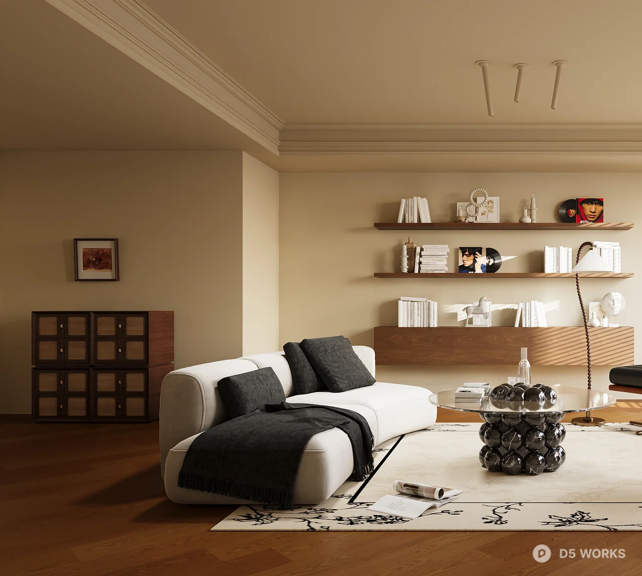Mid Century Modern Living Room with Minimalist Decor 3d model thumbnail 2