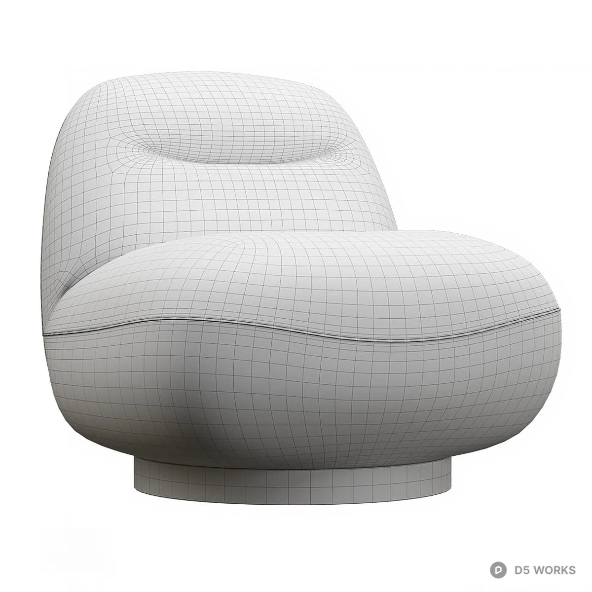 Textured Upholstered Swivel Lounge Chair 3d model thumbnail 5