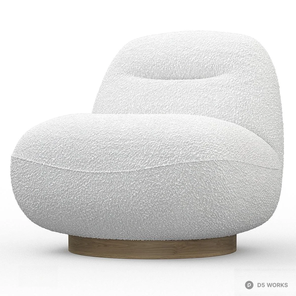 Textured Upholstered Swivel Lounge Chair 3d model thumbnail 2