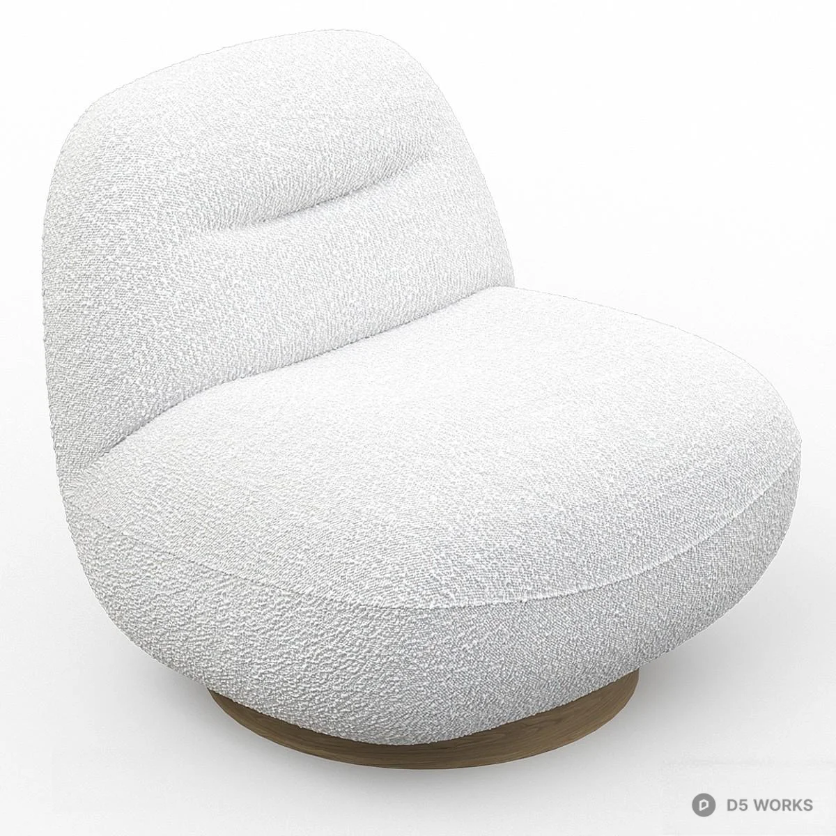 Textured Upholstered Swivel Lounge Chair 3d model thumbnail 4