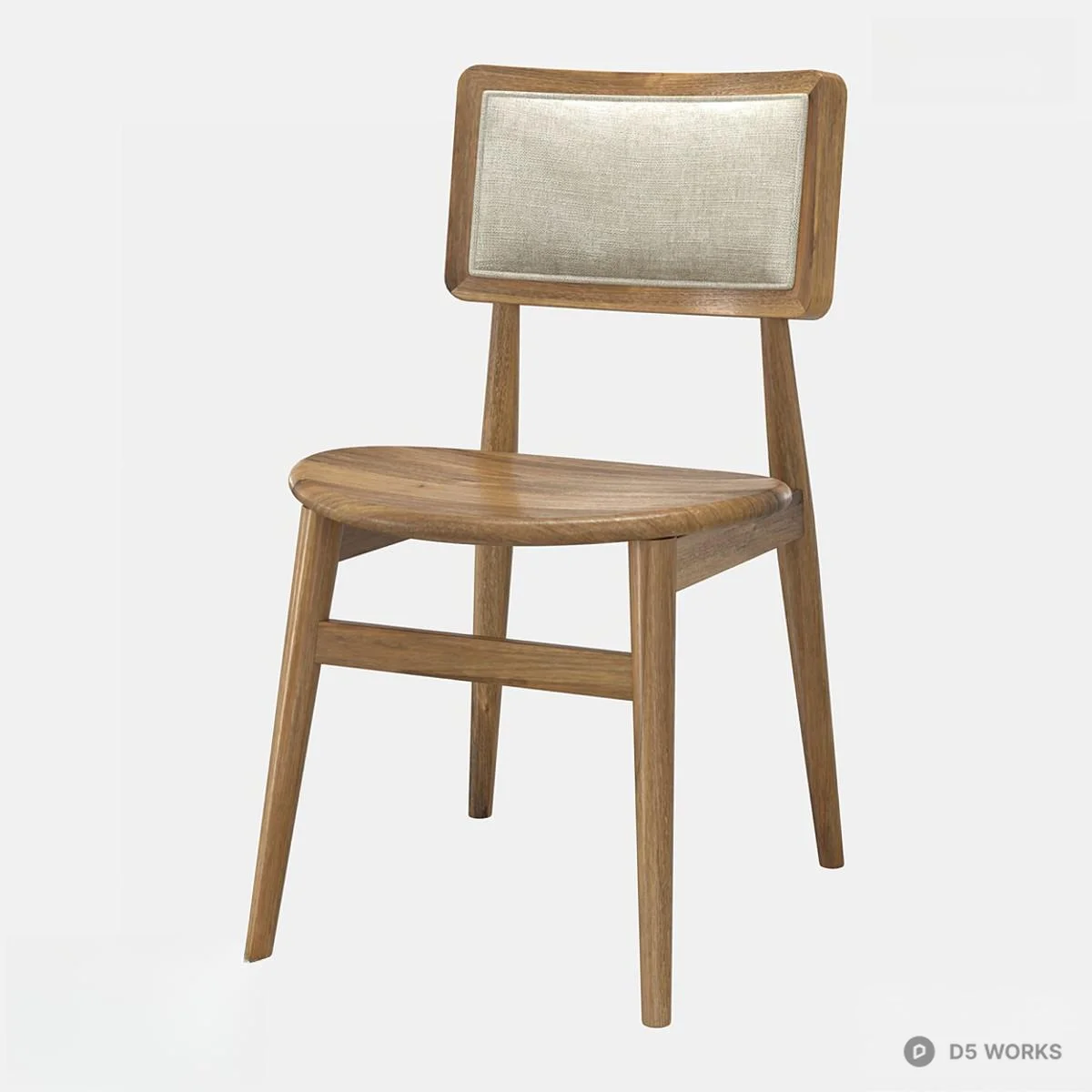 Wooden Dining Chair With Upholstered Backrest 3d model - Image 1