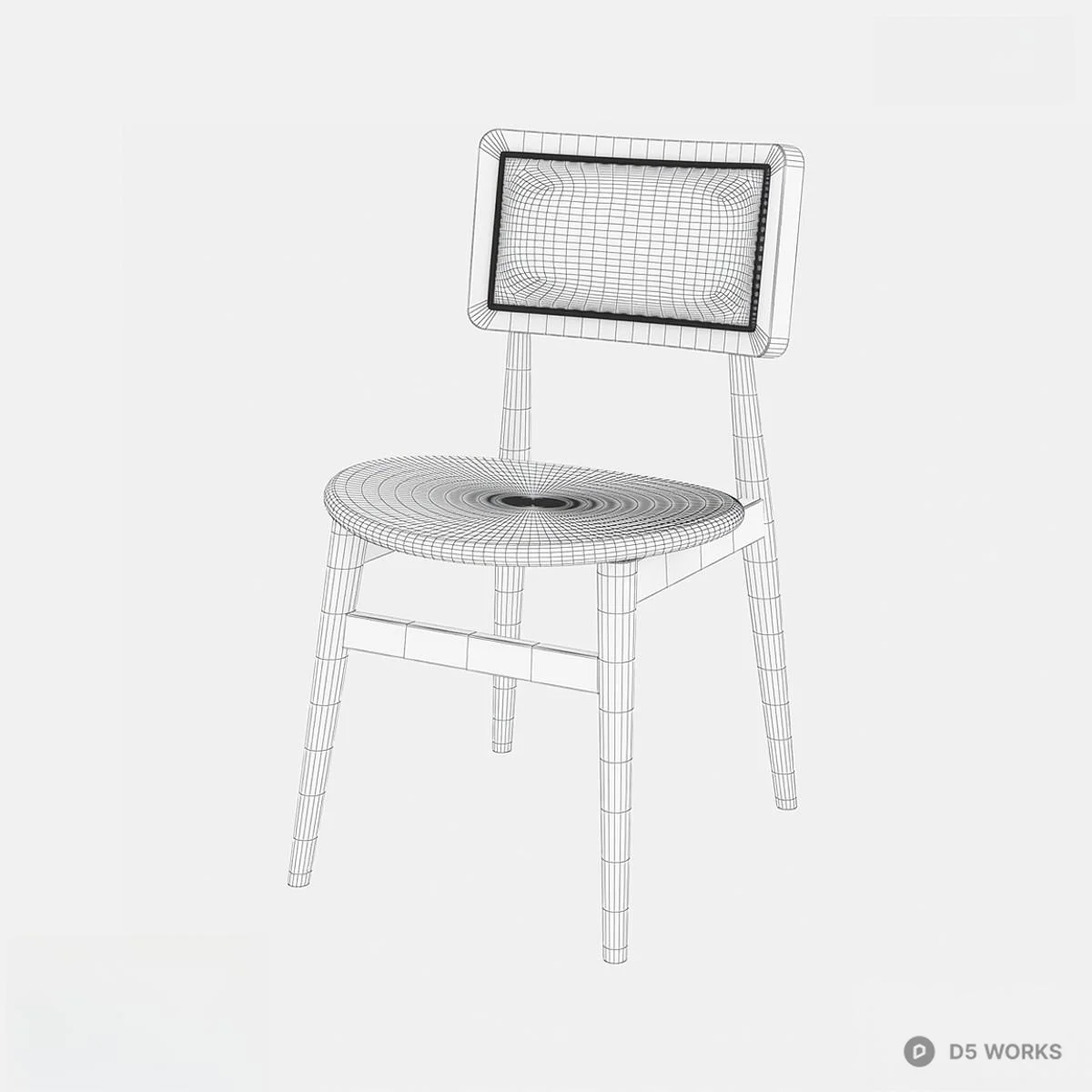 Wooden Dining Chair With Upholstered Backrest 3d model thumbnail 2