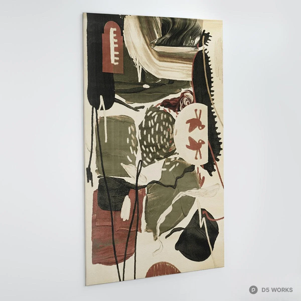 Abstract Bird Pattern Carpet 3d model thumbnail 4