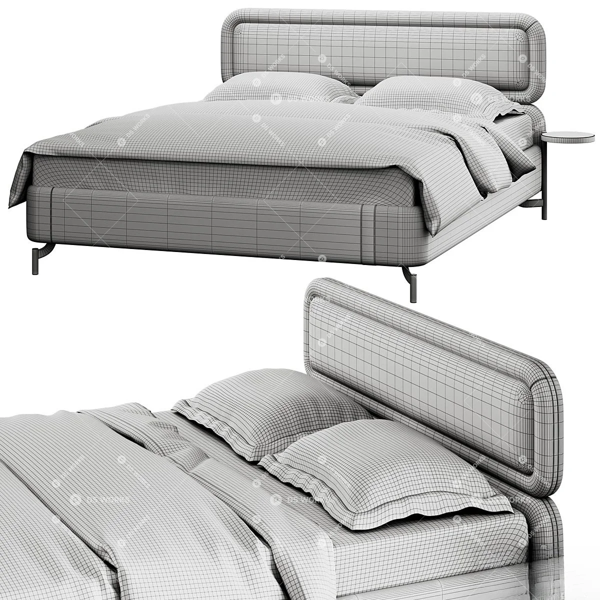 Modern Double Bed 3d model thumbnail 2