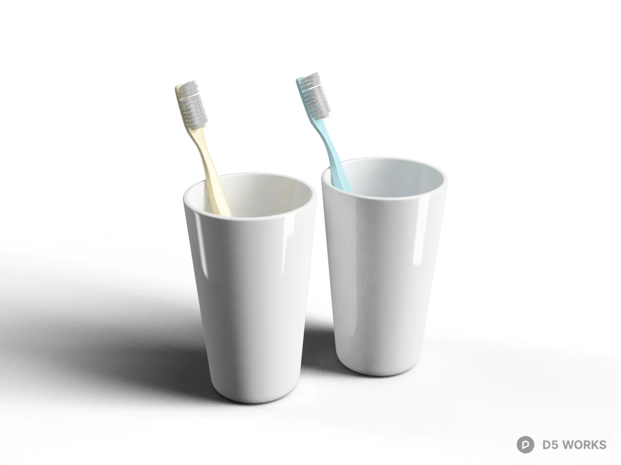 Ceramic Toothbrush Holders With Toothbrushes 3d model - Image 1