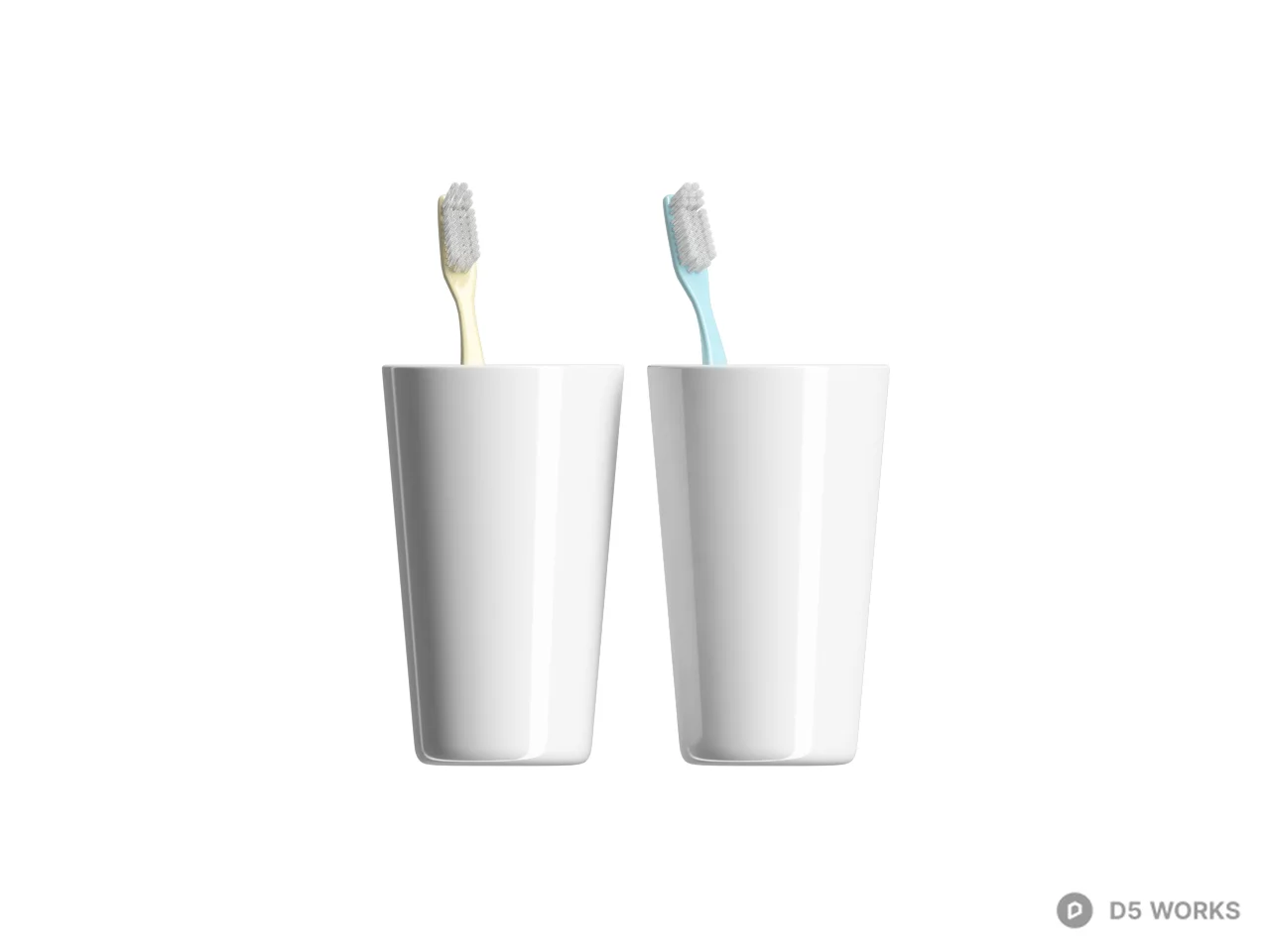 Ceramic Toothbrush Holders With Toothbrushes 3d model thumbnail 2