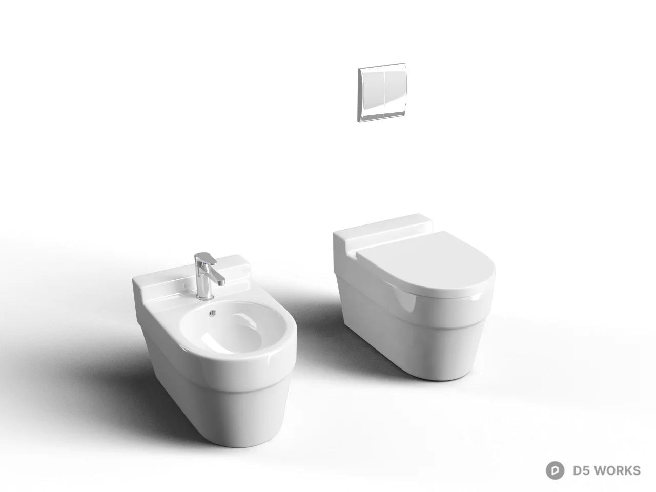 Modern Wall Mounted Toilet 3d model - Image 1