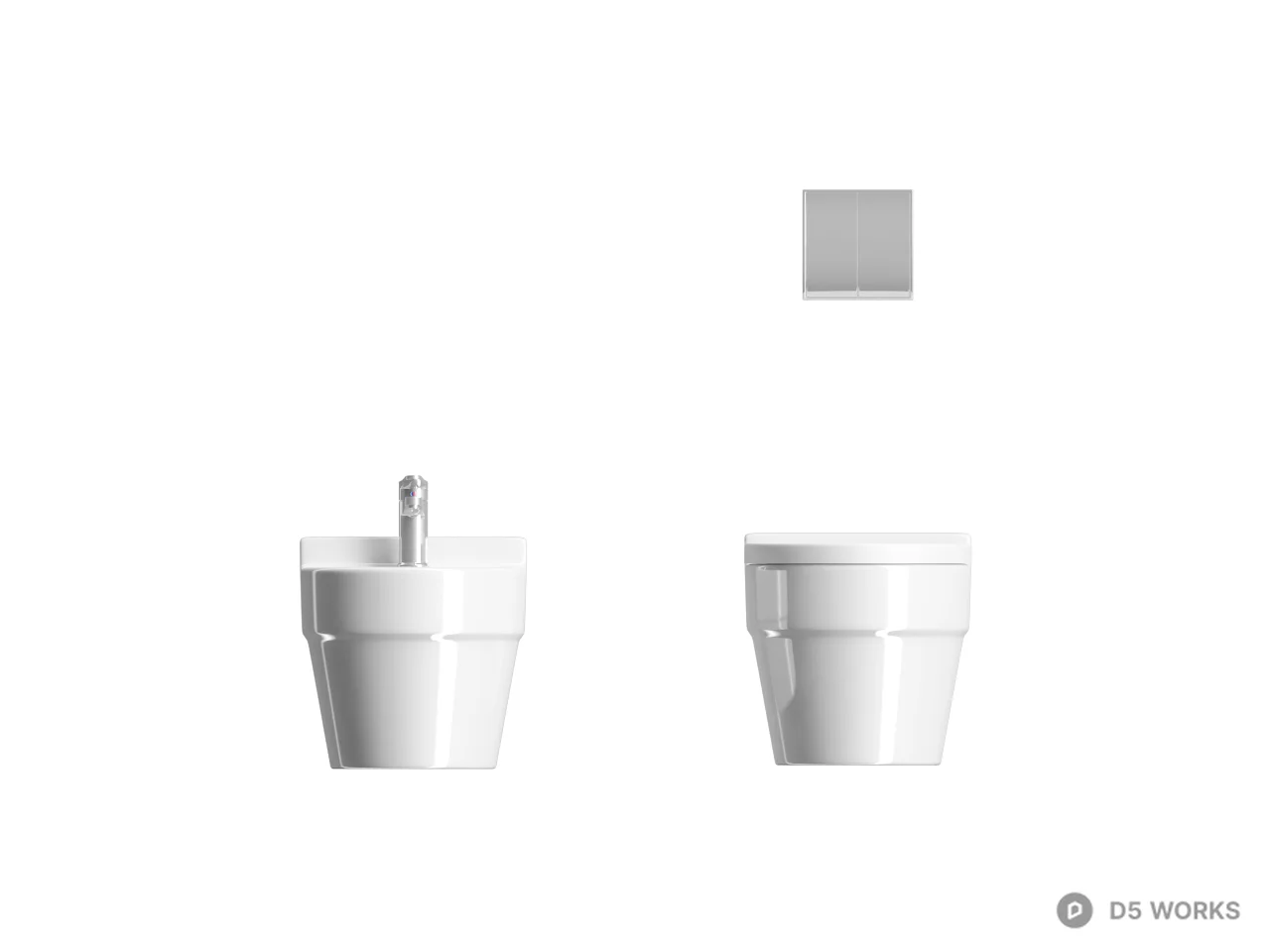 Modern Wall Mounted Toilet 3d model thumbnail 2