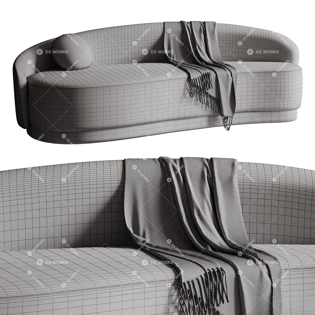 Organic Modern Modular Sofa Set 3d model thumbnail 2