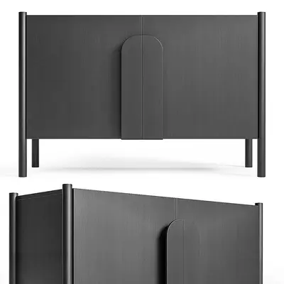 Minimalist Black Wood TV Cabinet 3d model