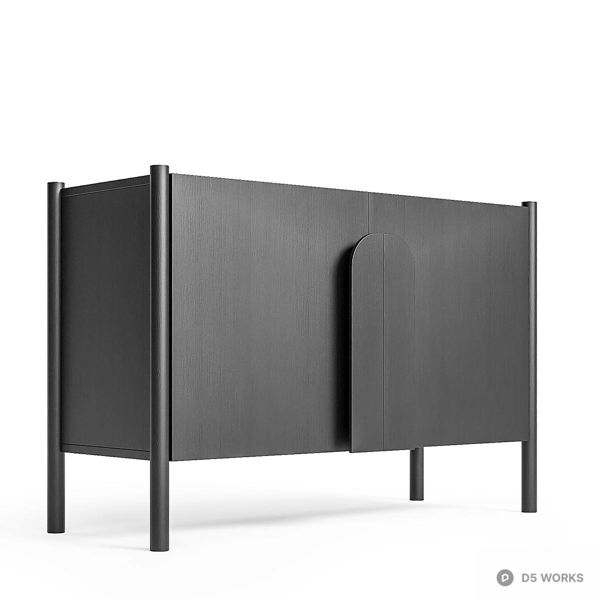 Minimalist Black Wood TV Cabinet 3d model thumbnail 2