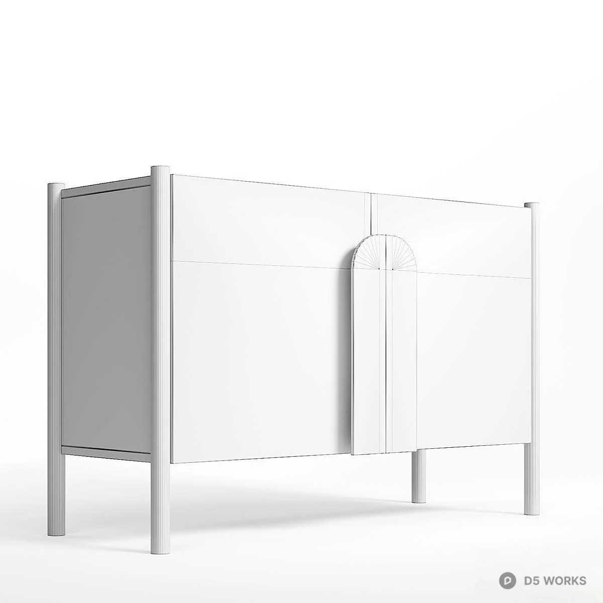 Minimalist Black Wood TV Cabinet 3d model thumbnail 5