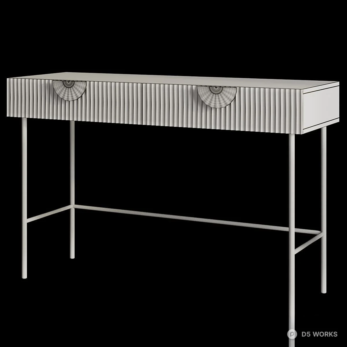 Art Deco Console Table With Gold Accents 3d model thumbnail 2