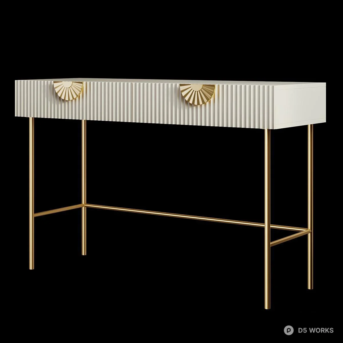 Art Deco Console Table With Gold Accents 3d model - Image 1