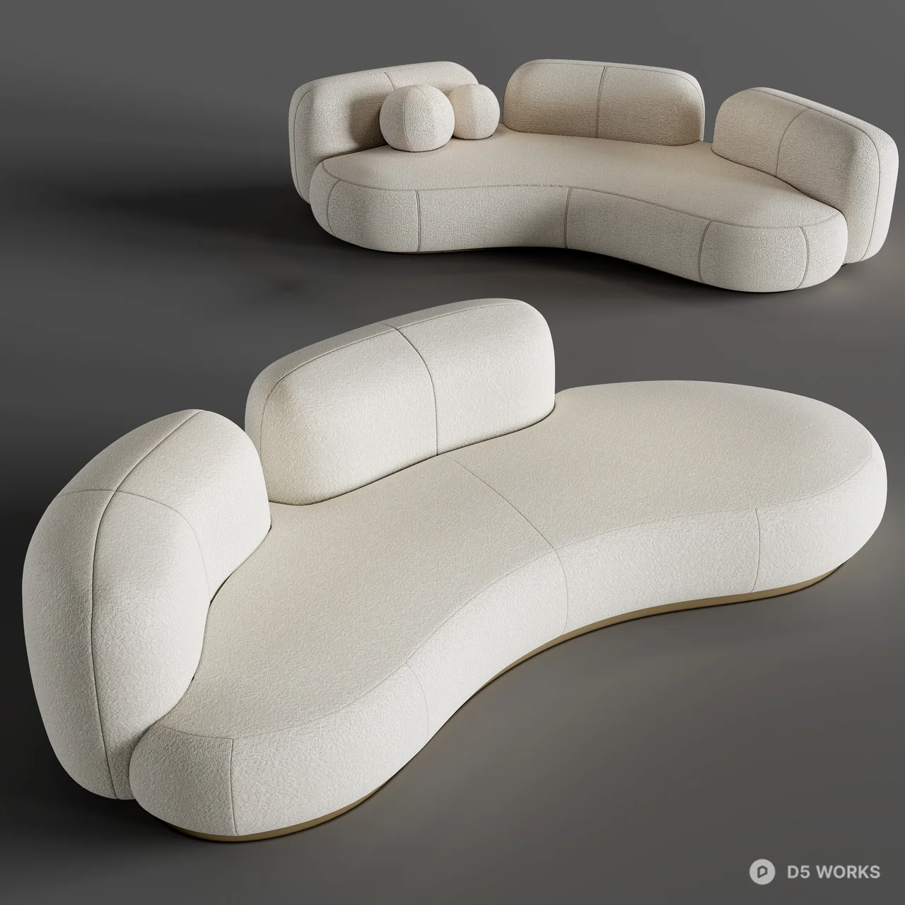 Tufted Velvet Two-Seater Sofa 3d model - Image 1