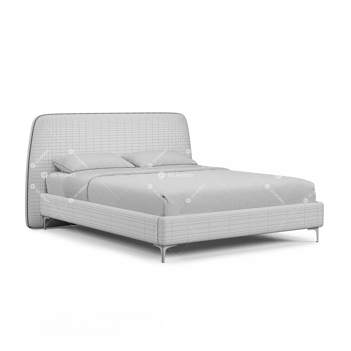Minimalist Double Bed 3d model thumbnail 2