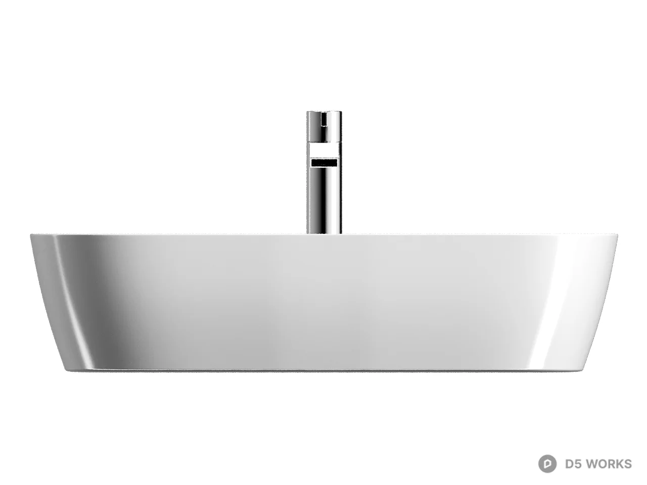 Minimalist White Ceramic Basin 3d model thumbnail 2