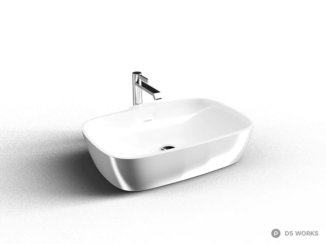 Minimalist White Ceramic Basin 3d model - Image 1