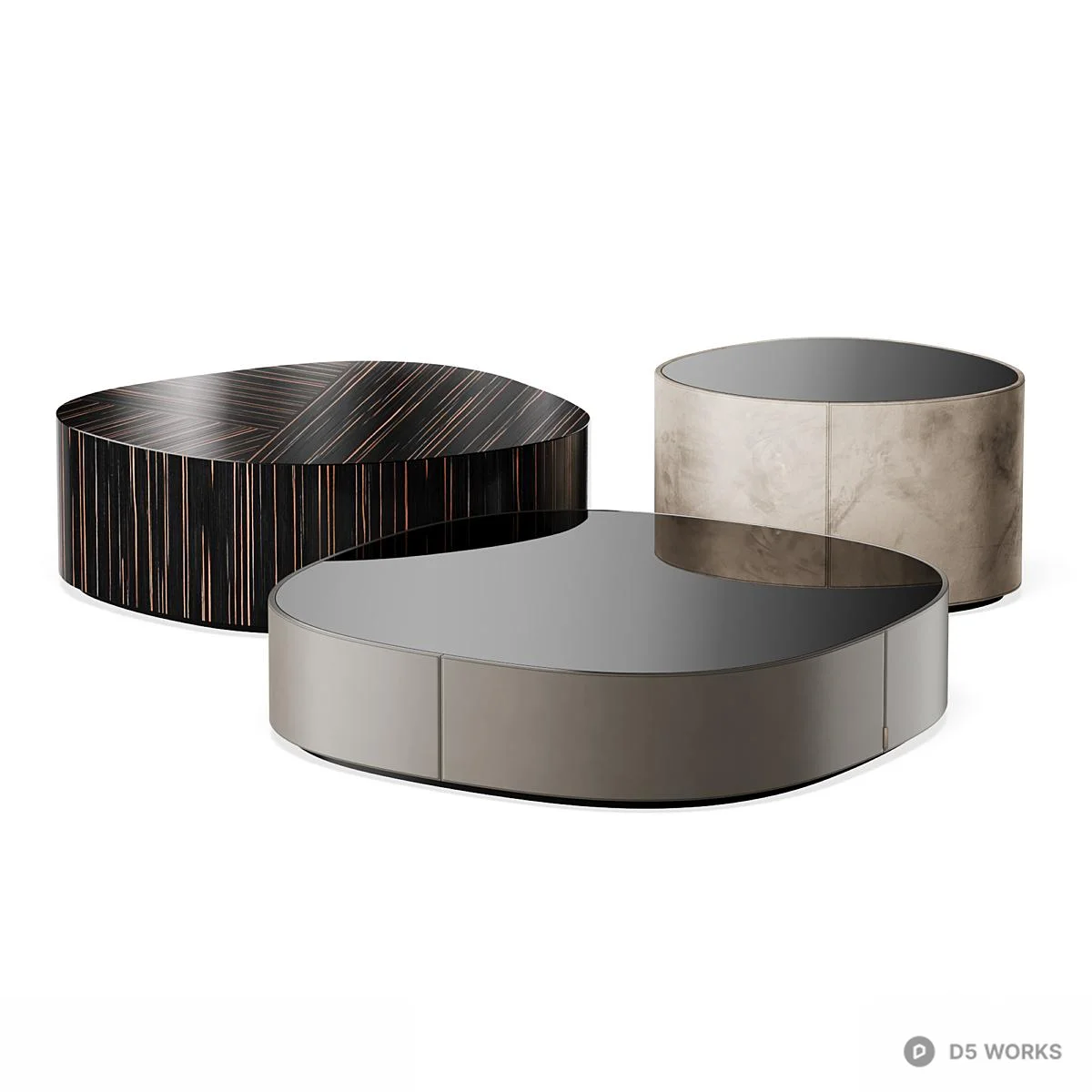Minimalist Round Coffee Table Set 3d model - Image 1