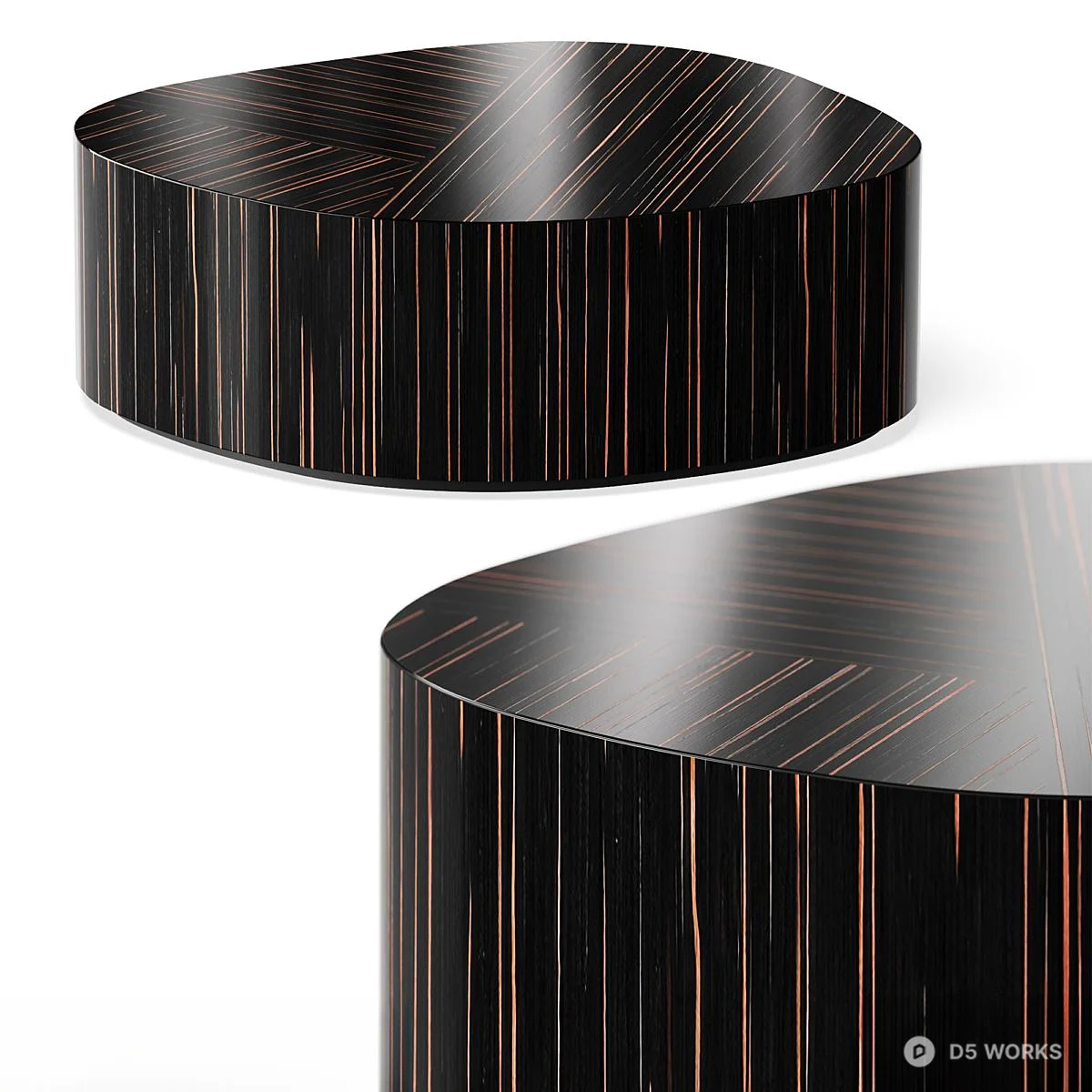 Minimalist Round Coffee Table Set 3d model thumbnail 3