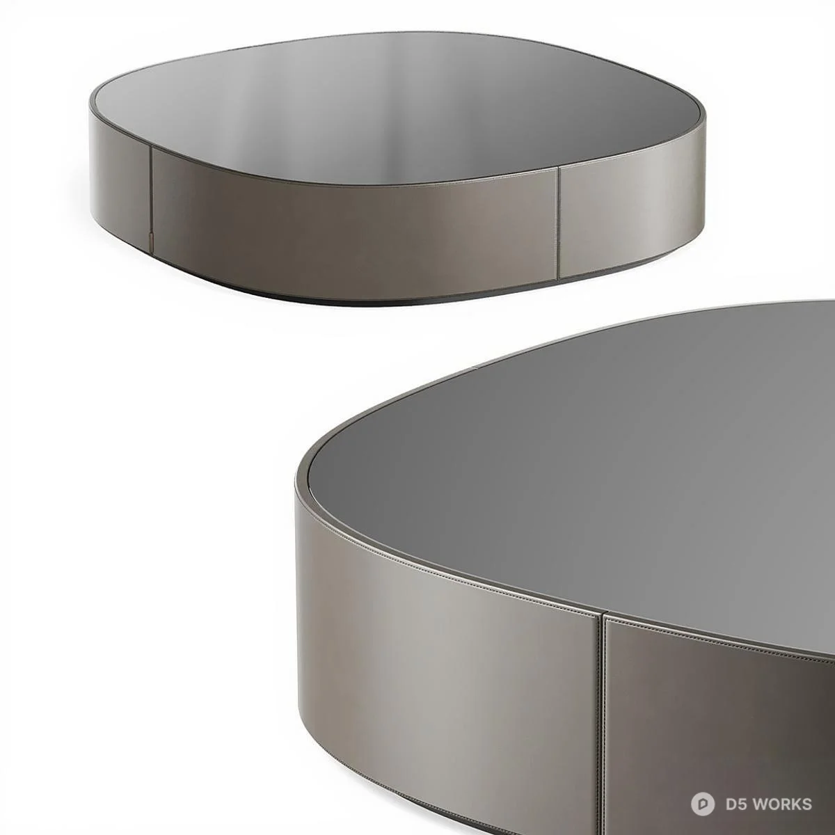 Minimalist Round Coffee Table Set 3d model thumbnail 4