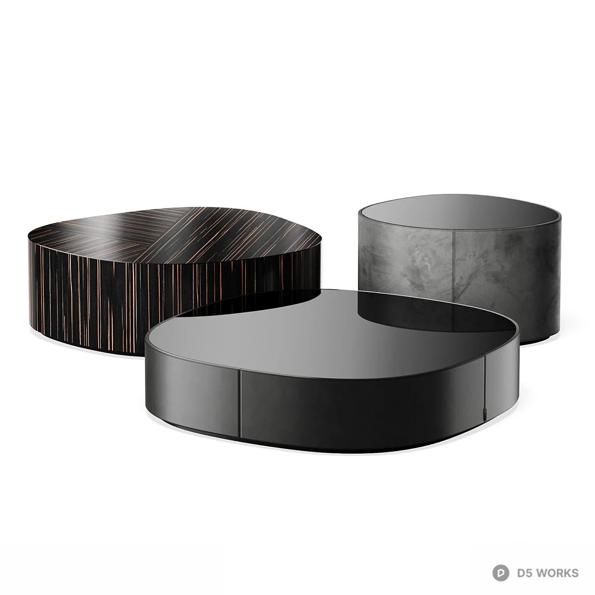 Minimalist Round Coffee Table Set 3d model thumbnail 6