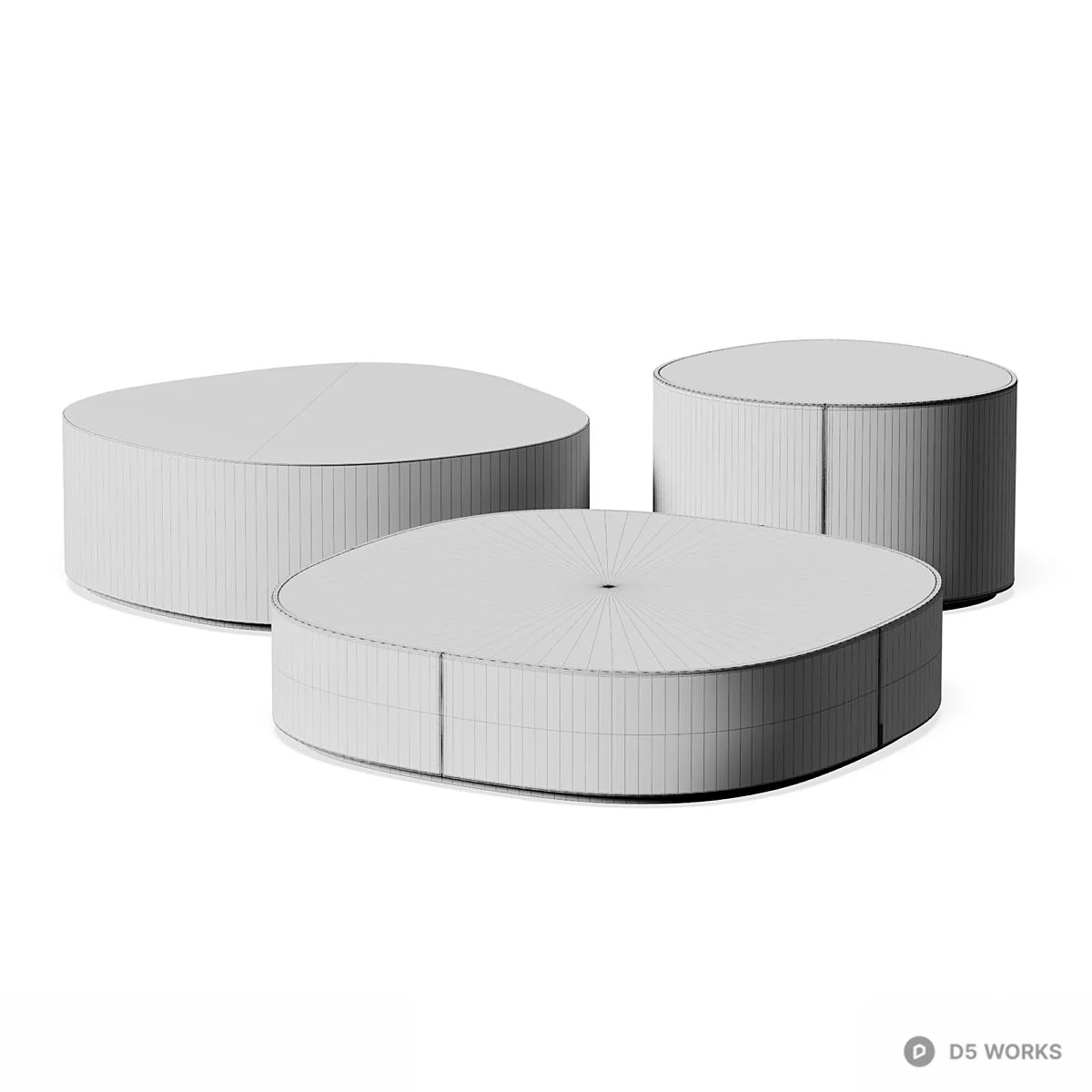 Minimalist Round Coffee Table Set 3d model thumbnail 7