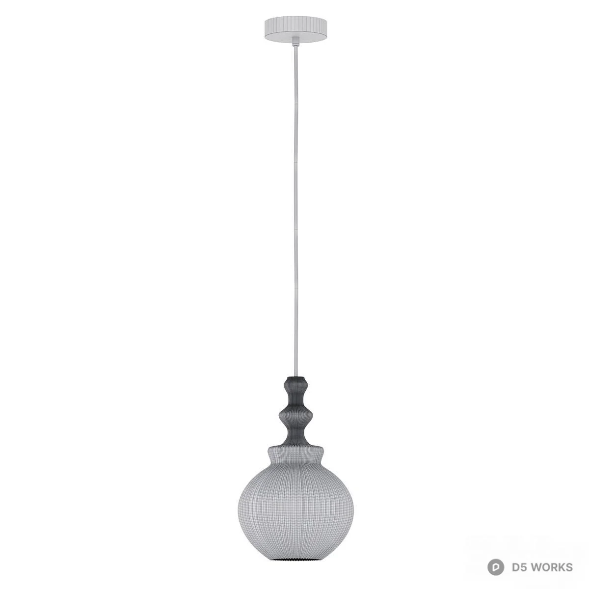 Ribbed Glass Pendant Lamp 3d model thumbnail 2