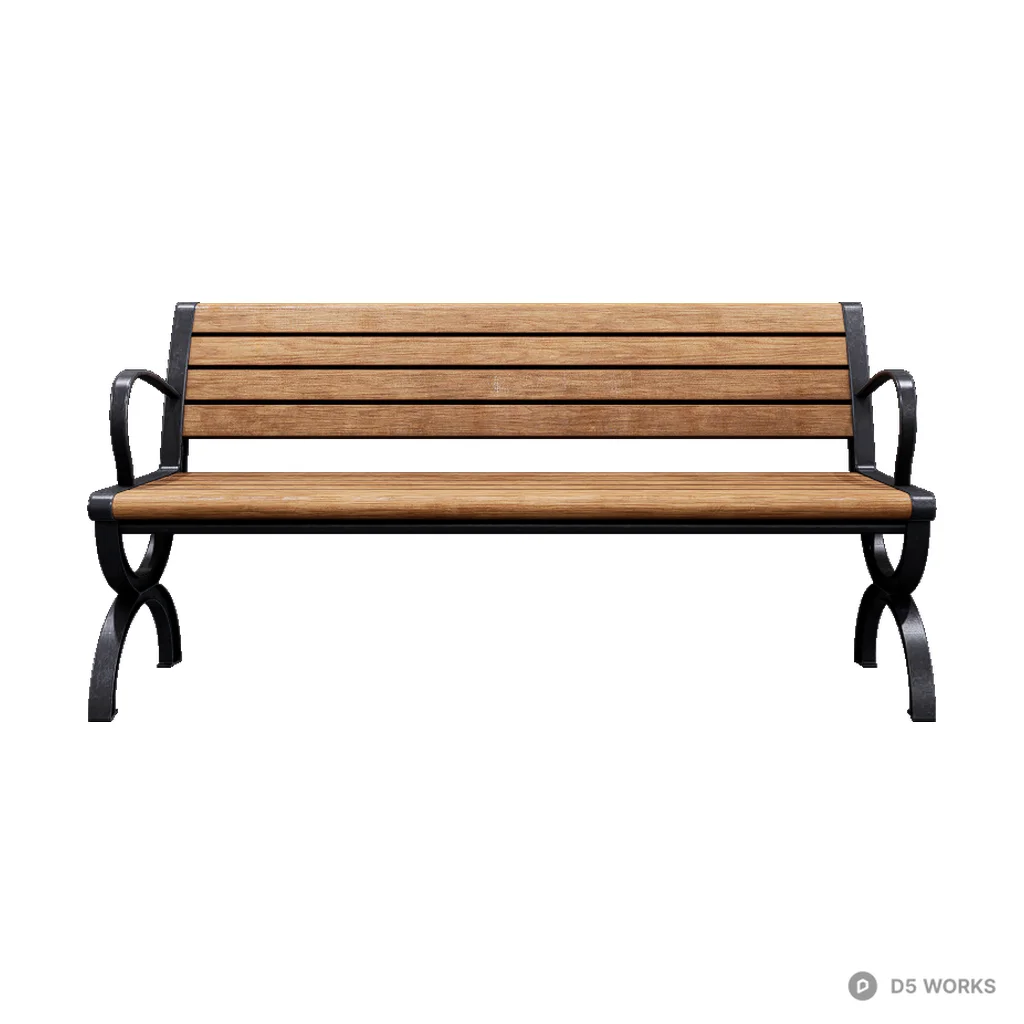 Outdoor Wooden Bench 08 3d model - Image 1