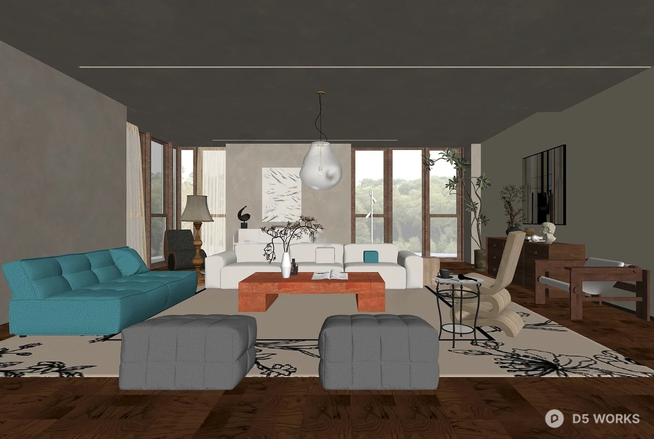 Minimalist Living Room With Natural Light And Modern Furniture 3d model thumbnail 2