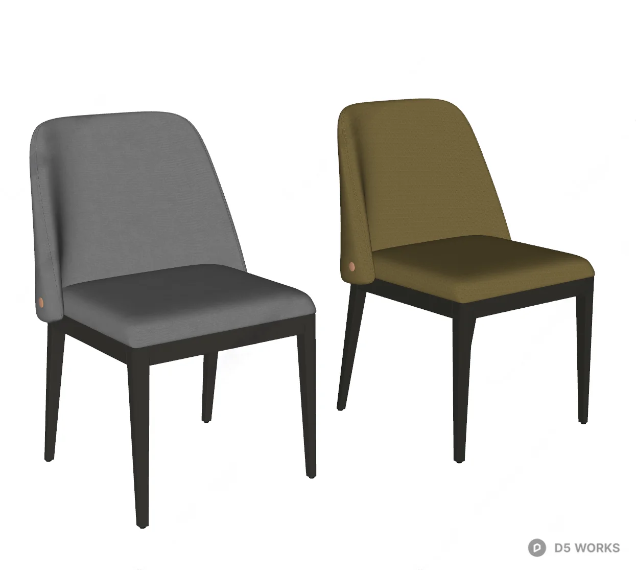 Modern Upholstered Dining Chair 3d model thumbnail 2