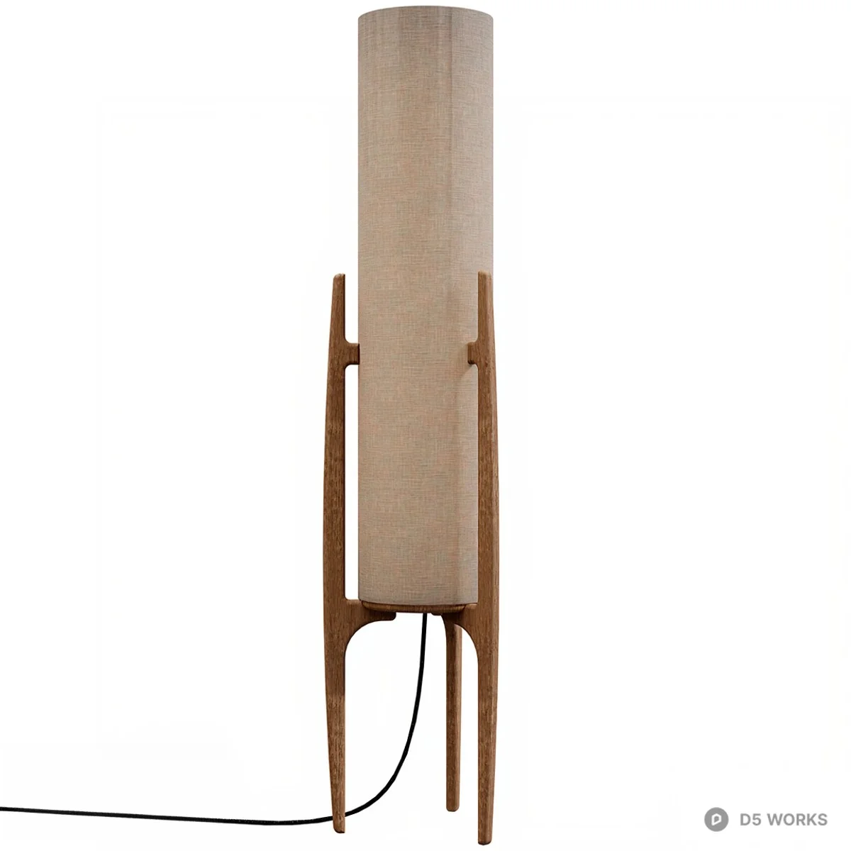Wooden Frame Fabric Shade Floor Lamp 3d model - Image 1