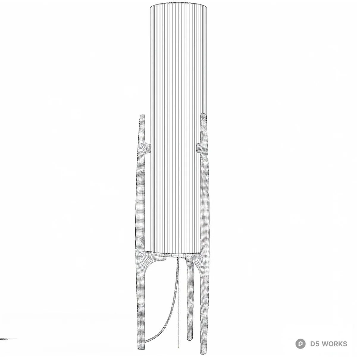 Wooden Frame Fabric Shade Floor Lamp 3d model thumbnail 2